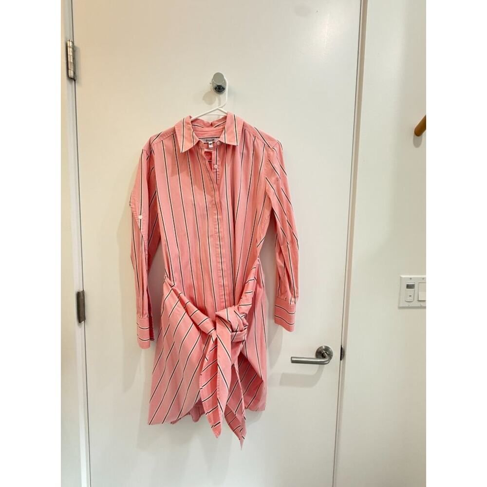 Derek Lam 10 Crosby Pink White Striped Shirt Dress Size 8 Designer Classic - Picture 3 of 8